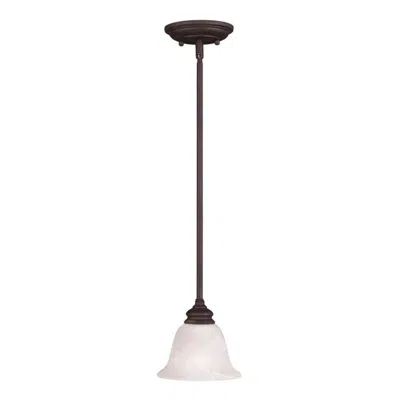 Livex Lighting Essex 6.25-in Bronze Mini Alabaster Glass Bell Pendant