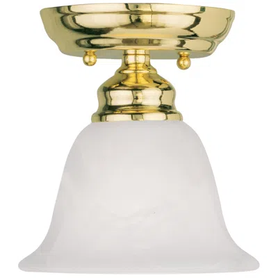 Livex Lighting Essex 6.25-in W Polished Brass Alabaster Glass Semi-flush Mount Light