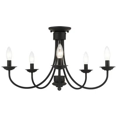 Livex Lighting Estate 24" Wide Black 5-light Candelabra Ceiling Light