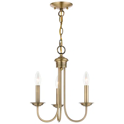 Livex Lighting Estate 3 Light Antique Brass Mini Chandelier