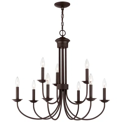 Livex Lighting Estate 30" Wide Bronze 9-light Taper Candle Style Chandelier