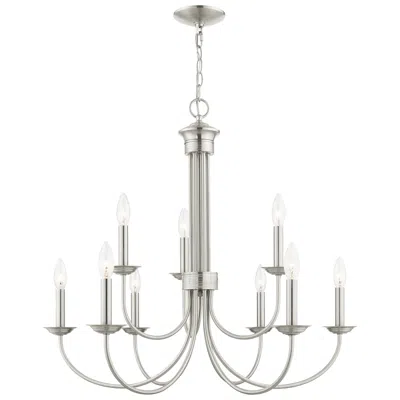 Livex Lighting Estate 30"w Brushed Nickel 9-light Candle Style Chandelier