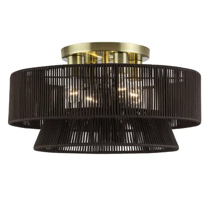 Livex Lighting Florell 4 Light Antique Brass Extra Large Semi-flush