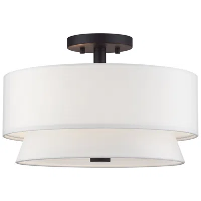 Livex Lighting Fontana 15" 3-light Bronze Double Shade Ceiling Light
