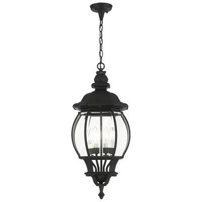 Livex Lighting Frontenac 4 Light Textured Black Outdoor Pendant Lantern