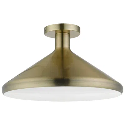 Livex Lighting Geneva 1 Light Antique Brass Semi-flush