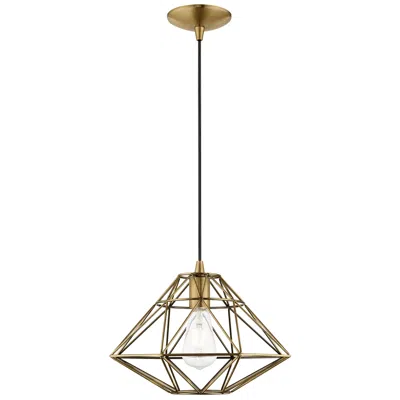 Livex Lighting Geometric 1 Light Antique Brass Mini Pendant