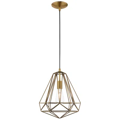Livex Lighting Geometric 1 Light Antique Brass Mini Pendant
