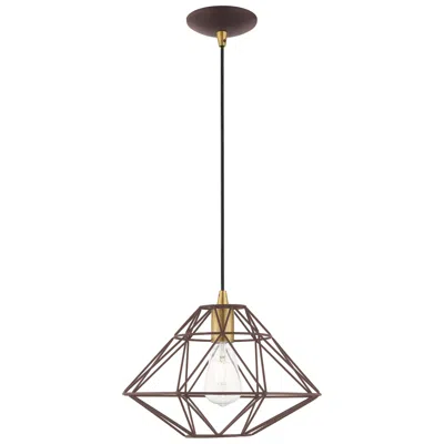 Livex Lighting Geometric 1 Light Bronze Mini Pendant