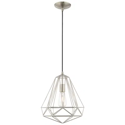 Livex Lighting Geometric 1 Light Brushed Nickel Mini Pendant