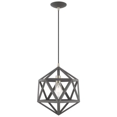 Livex Lighting Geometric 1 Light Scandinavian Gray Mini Pendant