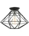 Livex Lighting Geometric Black-flush Mount In Black