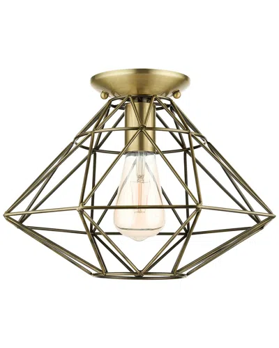 Livex Lighting Geometric Brass-flush Mount