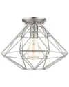 Livex Lighting Geometric Nickel-flush Mount In Nickel