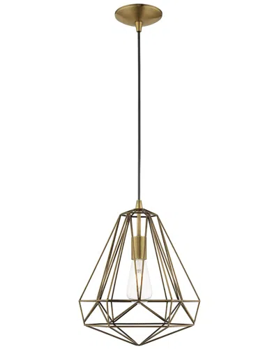 Livex Lighting Geometric Shade 1 Lt Antique Brass Mini Pendant In Gold