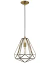 Livex Lighting Geometric Shade 1 Lt Antique Brass Mini Pendant In Gold