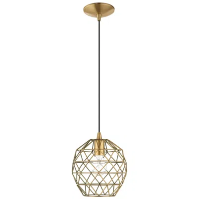 Livex Lighting Geometrix 1 Light Antique Brass Mini Pendant