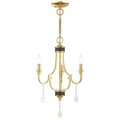 Livex Lighting Glendale 3 Light Polished Brass Mini Chandelier