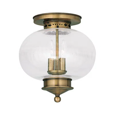 Livex Lighting Harbor 11" Wide Antique Brass 3-light Ceiling Light