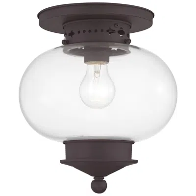 Livex Lighting Harbor 9.5-in W Bronze Flush Mount Light
