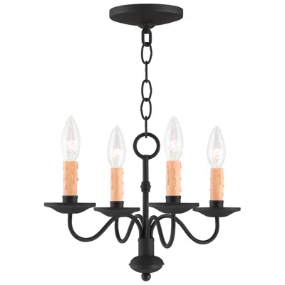 Livex Lighting Heritage 14" Wide Black 4-light Chandelier
