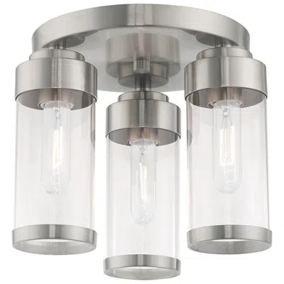 Livex Lighting Hillcrest 3 Light Brushed Nickel Ceiling Mount