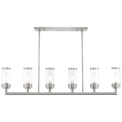 Livex Lighting Hillcrest 6 Light Brushed Nickel Linear Chandelier In Multi