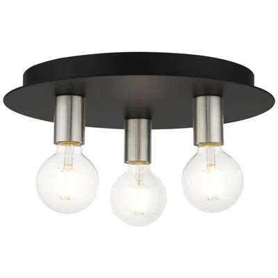 Livex Lighting Hillview 3 Light Black Flush Mount