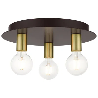 Livex Lighting Hillview 3 Light Bronze Flush Mount
