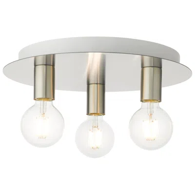 Livex Lighting Hillview 3 Light Brushed Nickel Flush Mount