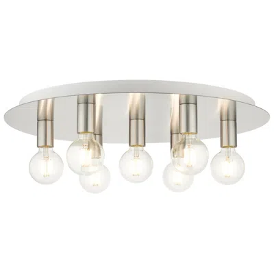 Livex Lighting Hillview 7 Light Brushed Nickel Flush Mount