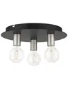Livex Lighting Hillview Black 3 Light-flush Mount In Black