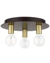 Livex Lighting Hillview Bronze 3 Light-flush Mount In Bronze