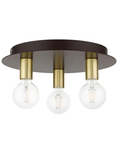 Livex Lighting Hillview Bronze 3 Light-flush Mount