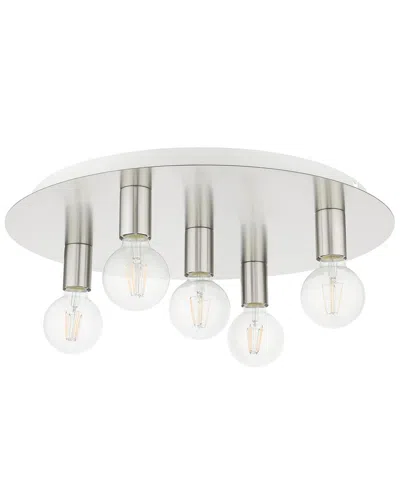 Livex Lighting Hillview Nickel 5 Light-flush Mount