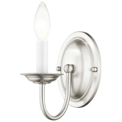 Livex Lighting Home Basics 1 Light Brushed Nickel Arm Wall Sconce In Silver