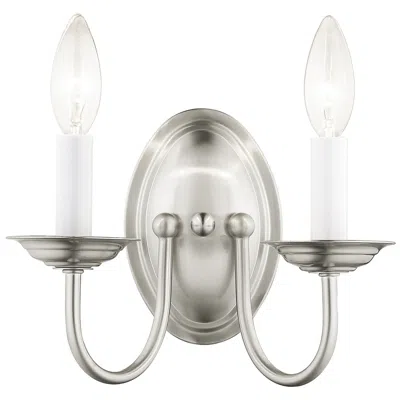 Livex Lighting Home Basics 2 Light Brushed Nickel Arm Wall Sconce