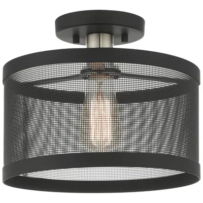 Livex Lighting Industry 1 Light Black Semi Flush Mount