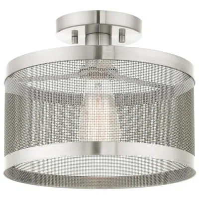 Livex Lighting Industry 1 Light Brushed Nickel Semi Flush Mount