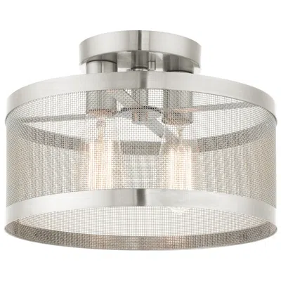 Livex Lighting Industry 2 Light Brushed Nickel Semi Flush Mount