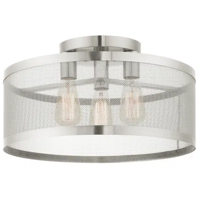 Livex Lighting Industry 3 Light Brushed Nickel Semi Flush Mount