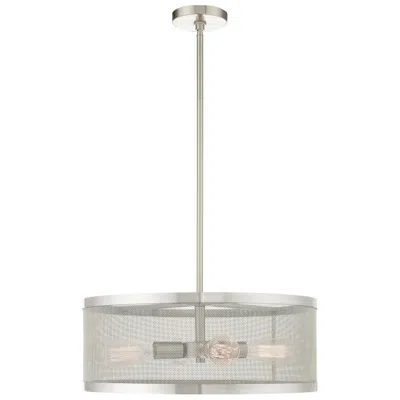 Livex Lighting Industry 4 Light Brushed Nickel Chandelier In Gray