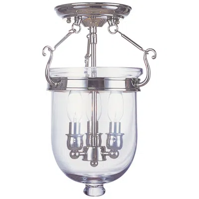 Livex Lighting Jefferson 10" Polished Nickel Clear Glass Ceiling Light