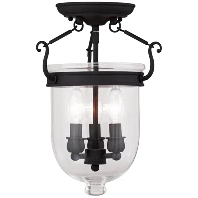 Livex Lighting Jefferson 10" Wide Black 3-light Bell Jar Ceiling Light