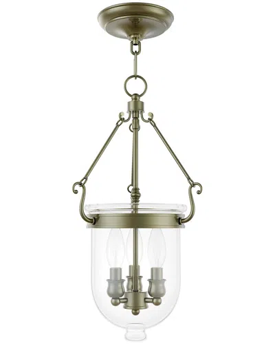 Livex Lighting Jefferson 3-light Antique Brass Chain Lantern In Multi