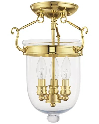 Livex Lighting Jefferson 3-light Polished Brass Ceiling Mount In Multi