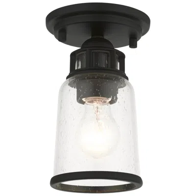 Livex Lighting Lawrenceville 1 Light Black Flush Mount