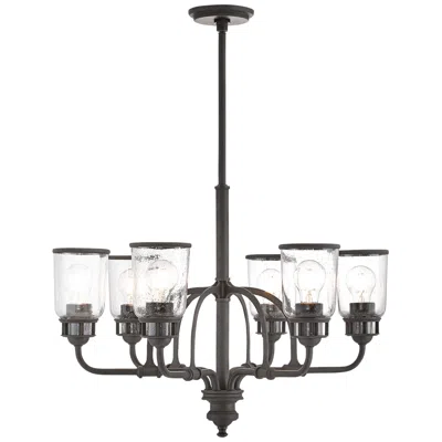 Livex Lighting Lawrenceville 26 1/4"w Bronze Clear Glass 6-light Chandelier
