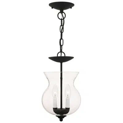 Livex Lighting Legacy 8.25-in Black Mini Clear Glass Urn Pendant