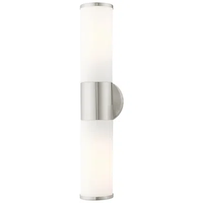 Livex Lighting Lindale 2 Light Brushed Nickel Ada Vanity Sconce In White